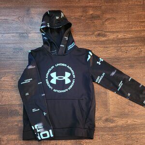 Under armour youth large hoodie black/teal